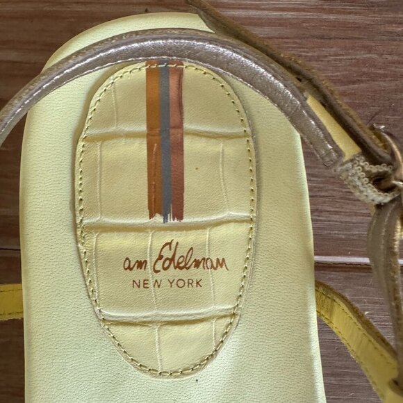 Sam Edelman Naomi Butter Yellow Croc Thong Angle Strap Thong Flat Sandal Size 8 - Picture 5 of 17